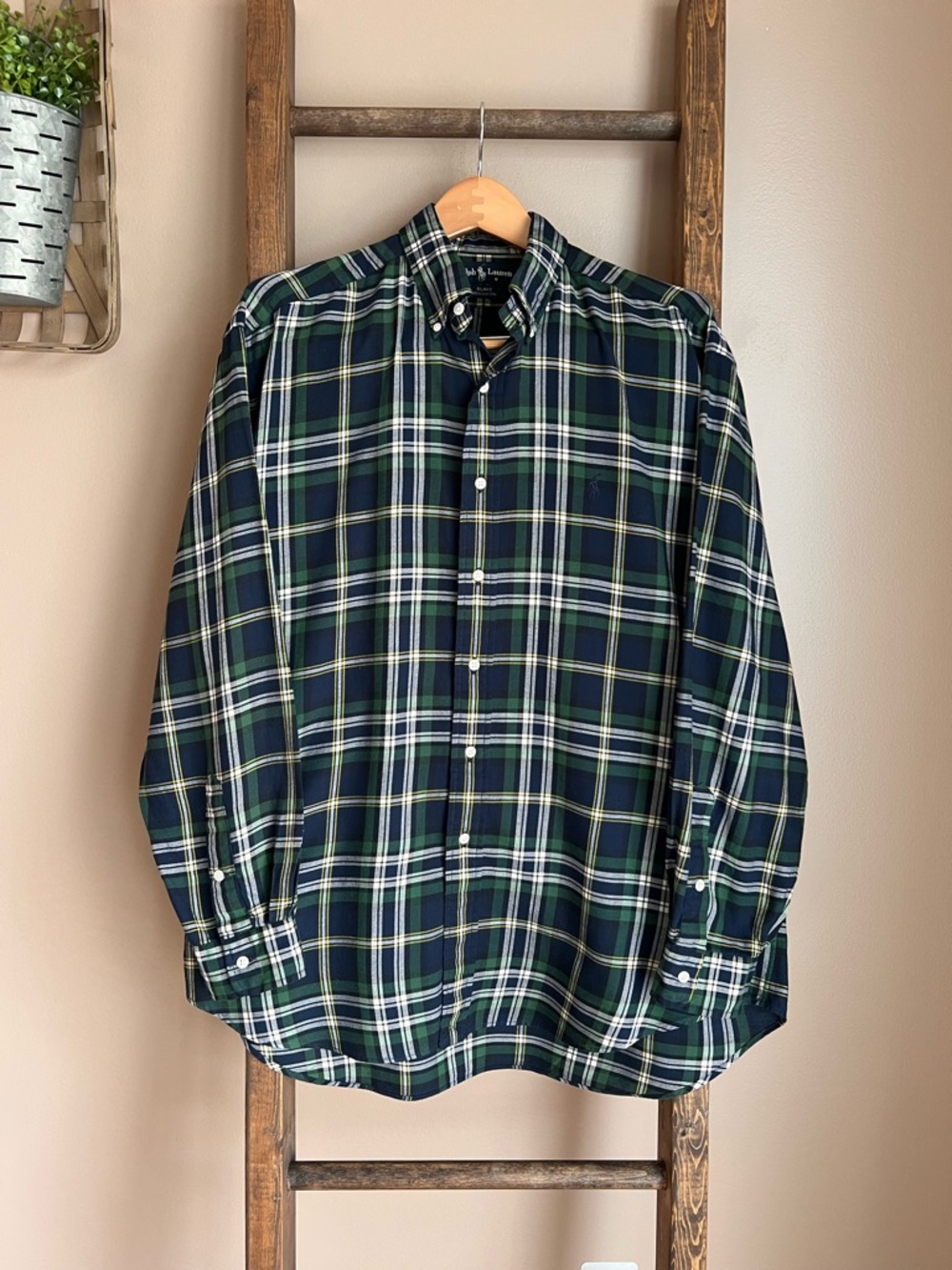 Ralph Lauren 90s Green Plaid Button-Down Shirt